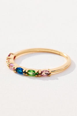 By Anthropologie Delicate Crystal Stone Ring In Multi
