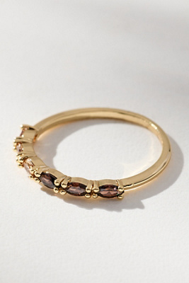 By Anthropologie Delicate Crystal Stone Ring In Brown