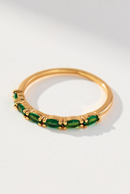By Anthropologie Delicate Crystal Stone Ring In Green