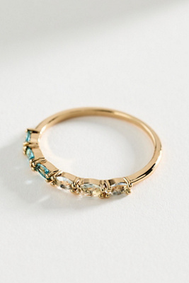 By Anthropologie Delicate Crystal Stone Ring In Gold