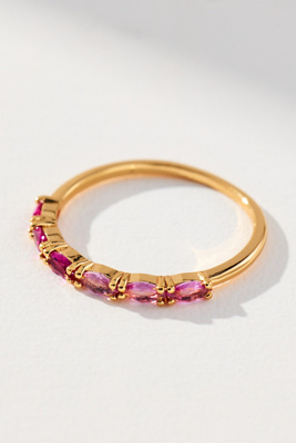 By Anthropologie Delicate Crystal Stone Ring In Pink
