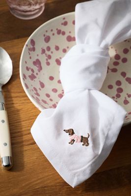 Frasier Sterling Linen Blend Dog Napkins, Set of 4