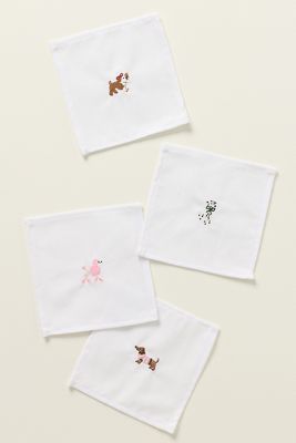 Frasier Sterling Linen Blend Dog Cocktail Napkins, Set of 4