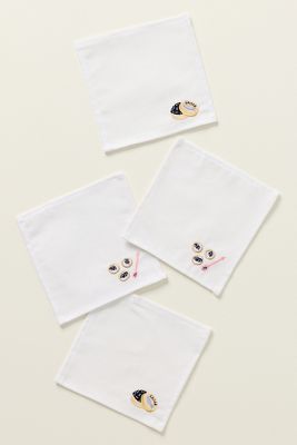 Frasier Sterling Linen Blend Caviar Cocktail Napkins, Set of 4