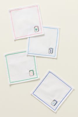 Frasier Sterling Linen Blend Mahjong Cocktail Napkins, Set of 4