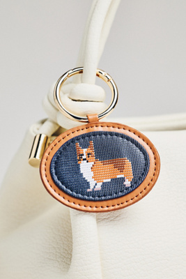 By Anthropologie Needlepoint Dog Bag Charm In Metallic