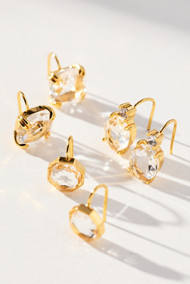 Maeve Crystal Huggie Earrings, Set Of 3 In Gold