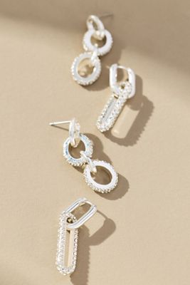 Maeve Crystal Chain Linked Earrings, Set of 2