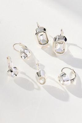 Maeve Bezeled Huggie Hoop Earrings, Set of 3