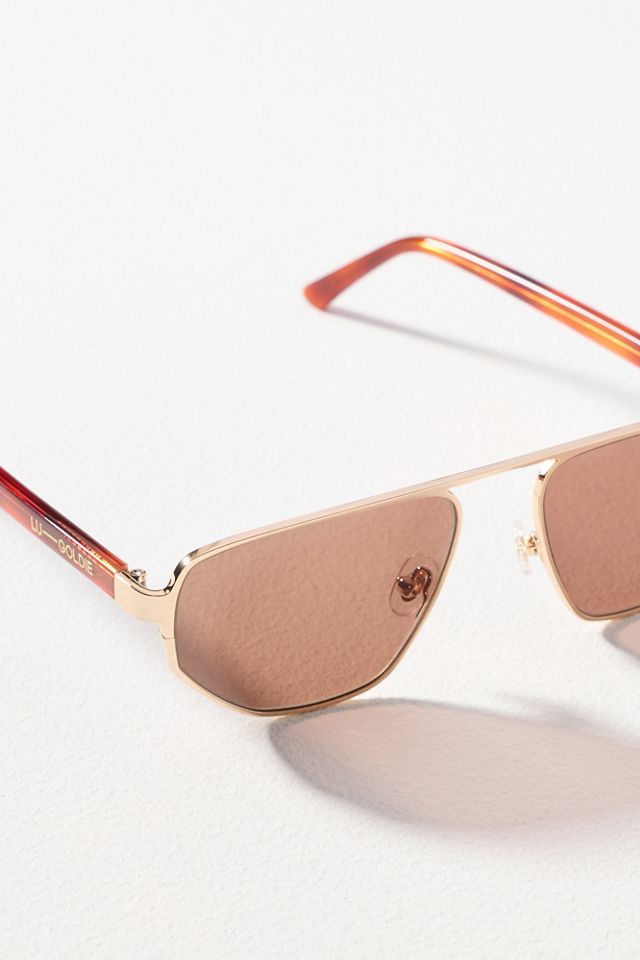 Lu Goldie Slim Angled Metal Sunglasses #2