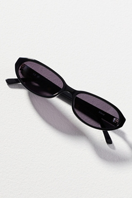 Lu Goldie Slim Angled Tort Sunglasses In Black