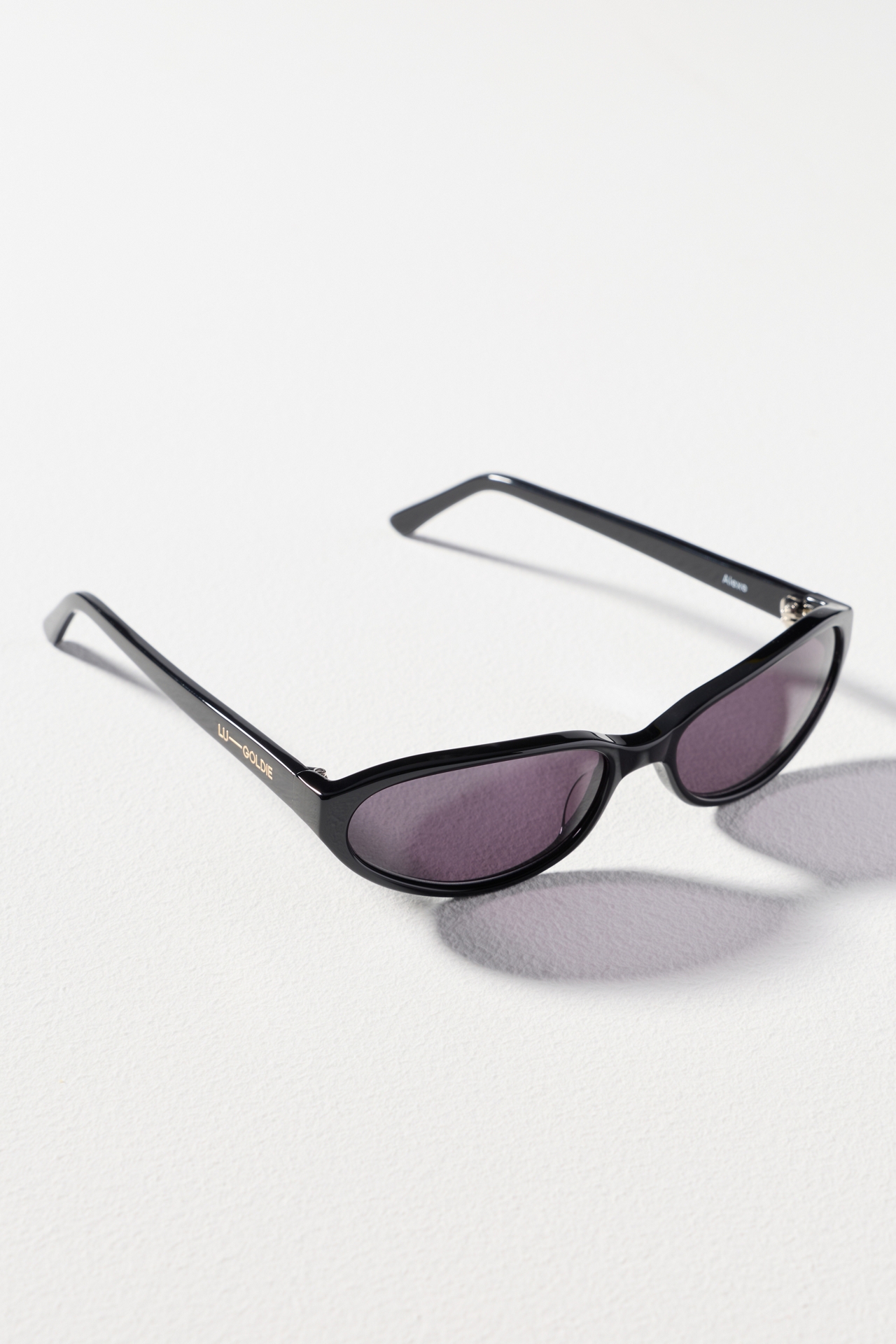 Lu Goldie Slim Angled Tort Sunglasses