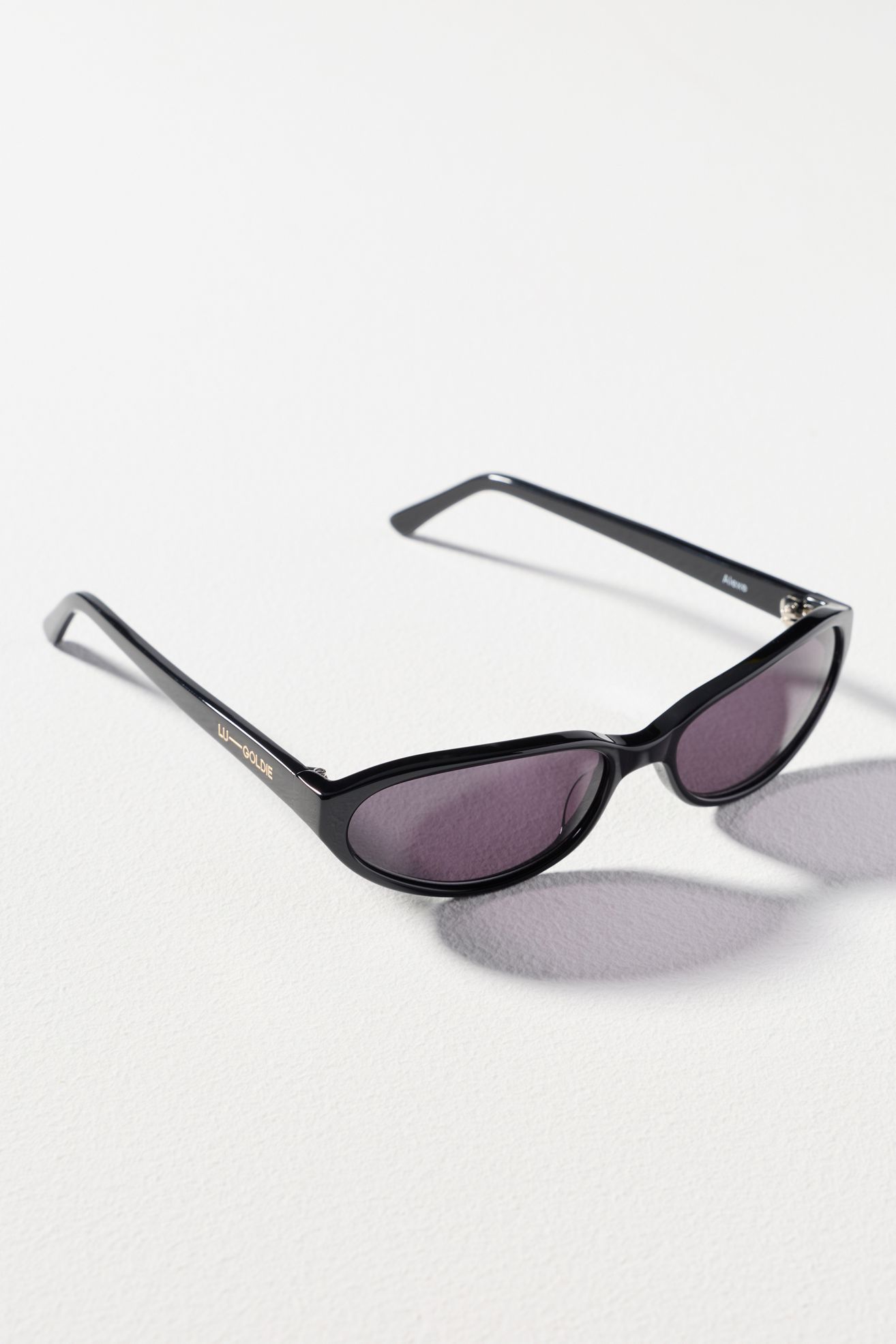 Lu Goldie Slim Angled Tort Sunglasses