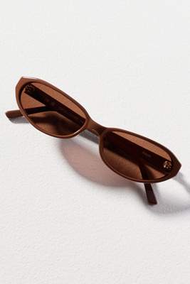 Lu Goldie Slim Angled Tort Sunglasses In Brown