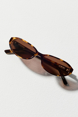 Lu Goldie Slim Angled Tort Sunglasses In Brown