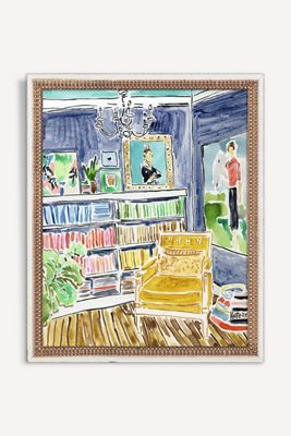 Bookshelf with Paintings Wall Art