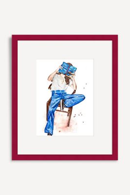 Stylish Woman in Jeans with *Hot Milk* Book Wall Art