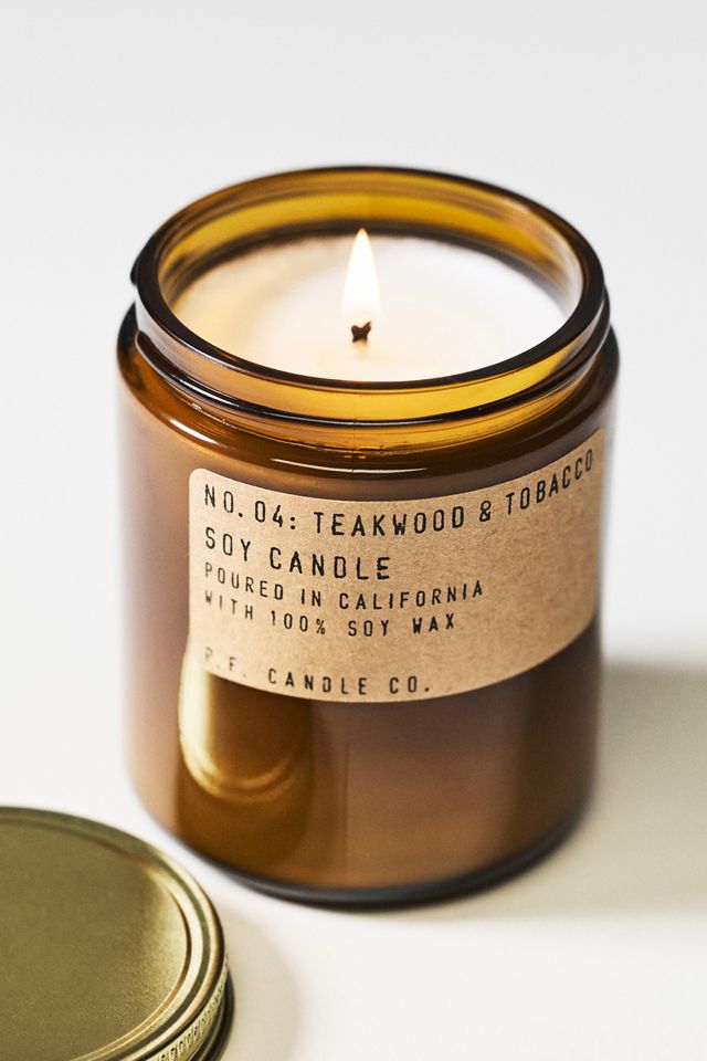 P.F. Candle Co. Woody Teakwood & Tobacco Glass Candle