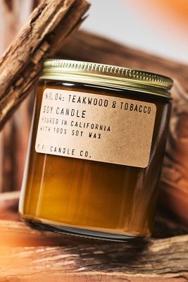 P.F. Candle Co. Woody Teakwood & Tobacco Glass Candle