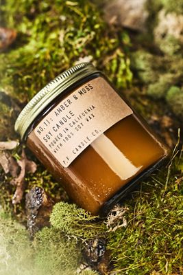 P.F. Candle Co. Woody Amber & Moss Glass Candle