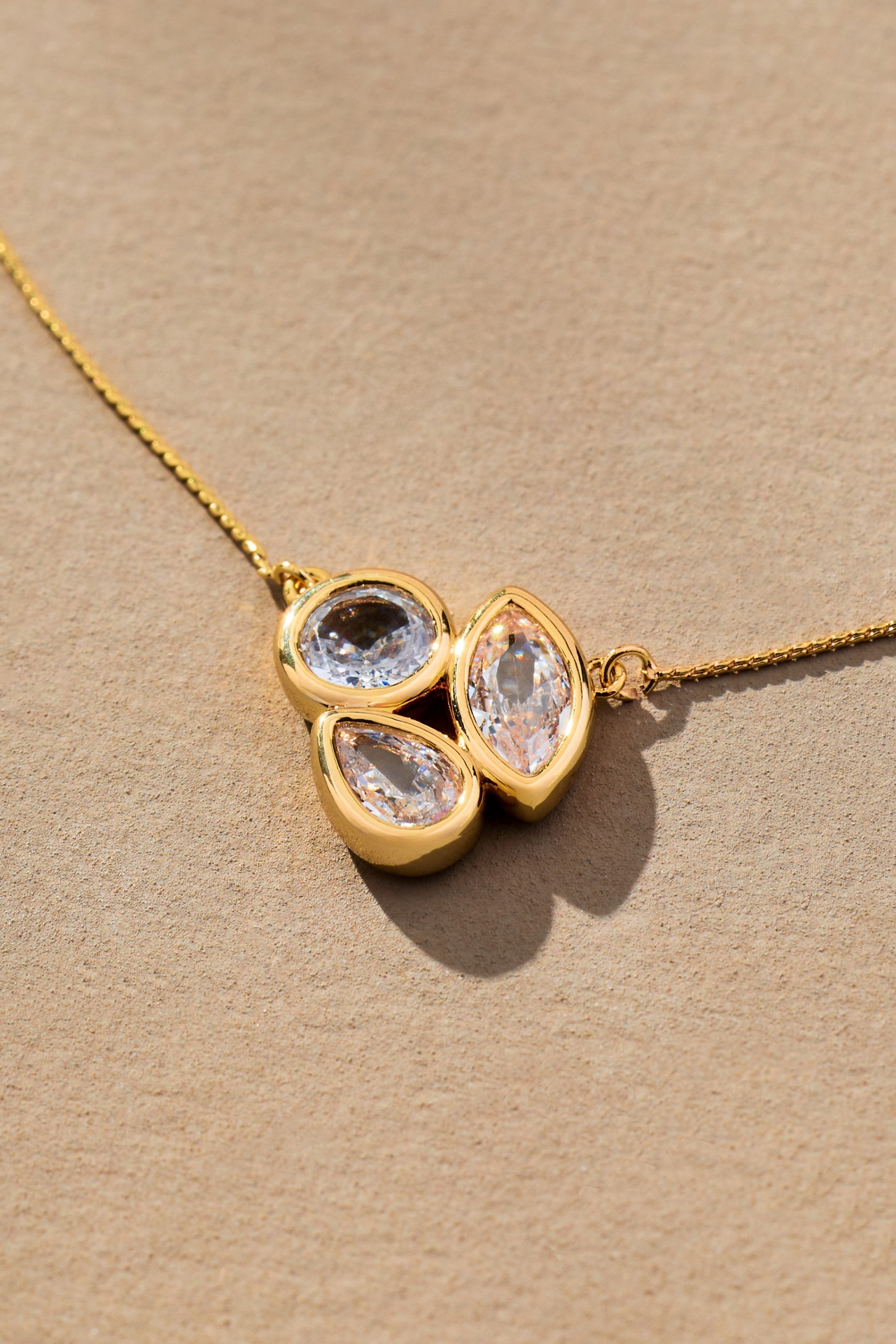 Bezel Triad Crystal Necklace