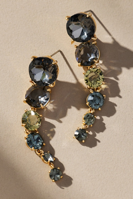 By Anthropologie Multicolor Crystal Drop Earrings In Black