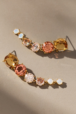 By Anthropologie Multicolor Crystal Drop Earrings In White
