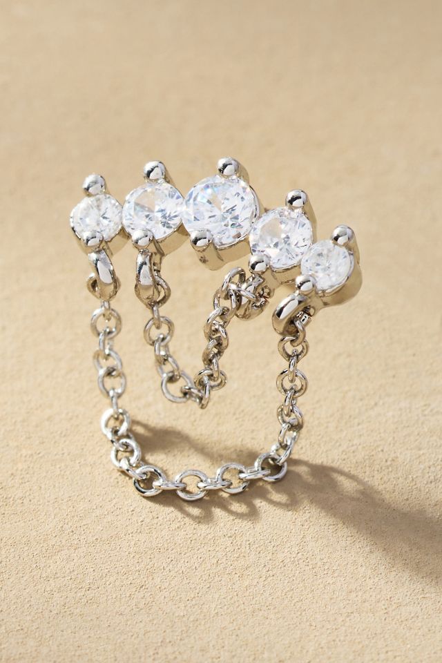 Crystal Marquis Chain Earrings #1