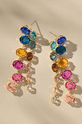 By Anthropologie Parallel Crystal Drop Earrings In Multi