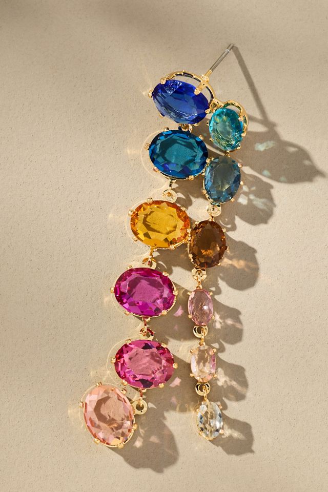 Parallel Crystal Drop Earrings #1