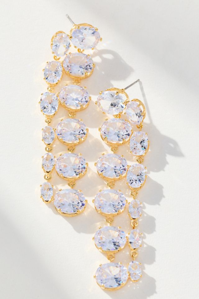 Parallel Crystal Drop Earrings #1