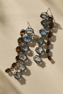 By Anthropologie Parallel Crystal Drop Earrings In Silver
