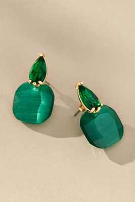 By Anthropologie Floating Crystal Earrings In Green