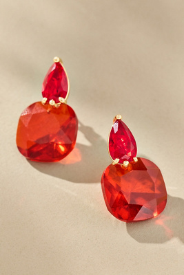 By Anthropologie Floating Crystal Earrings In Red