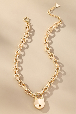 By Anthropologie Lock Pendant Necklace In Gold