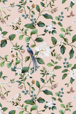 Anthropologie Bird Vine Chinoiserie Non-woven Matte Peel-and-stick Wallpaper In Multi