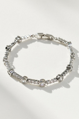 Anthropologie Mixed Crystal Tennis Bracelet In Metallic