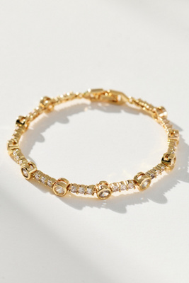 Anthropologie Mixed Crystal Tennis Bracelet In Gold