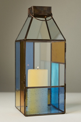 Anthropologie Stained Glass Lantern In Multi