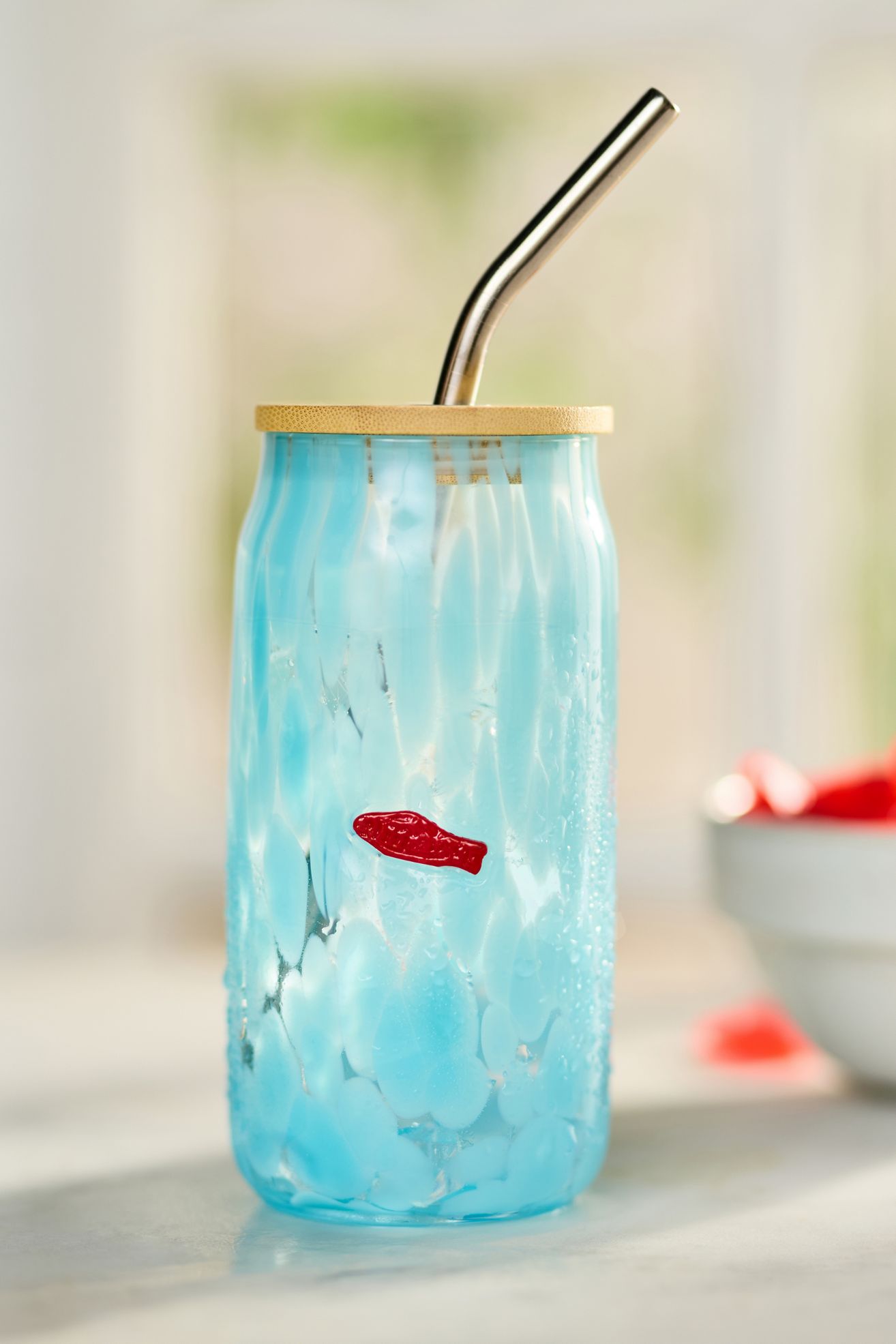 The Confetti Icon Juice Glass Tumbler with Lid - Gummy Fish, One Size