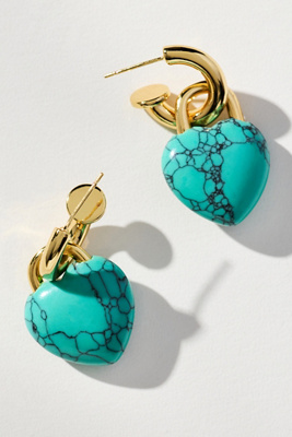 Holst + Lee Heart Locket Earrings In Blue