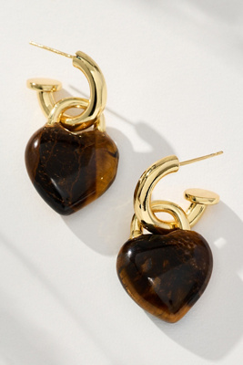 Holst + Lee Heart Locket Earrings In Brown