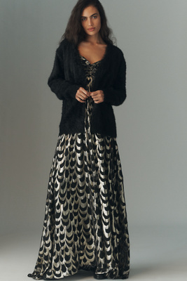 By Anthropologie Fuzzy Knit Cardigan In Black