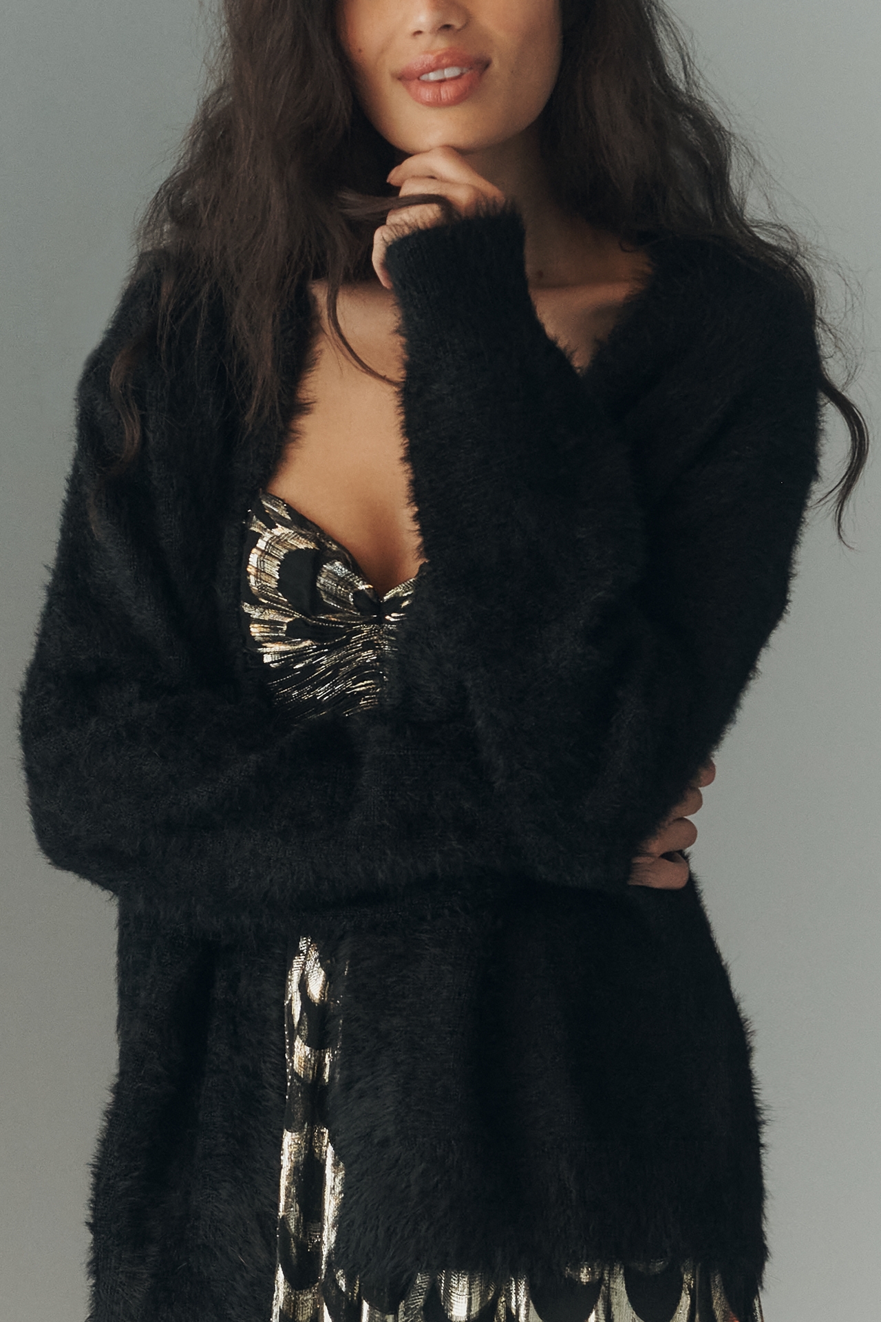 By Anthropologie Fuzzy Knit Cardigan Sweater