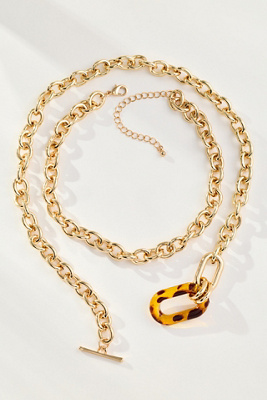 By Anthropologie Layered Link Pendant Necklaces, Set Of 2 In Gold