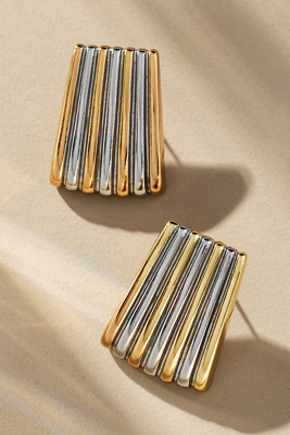 By Anthropologie Two-tone Linear Earrings In Gold