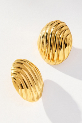 By Anthropologie Grooved Circular Post Earrings In Gold