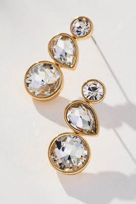 By Anthropologie Triple Crystal Drop Earrings In Gold