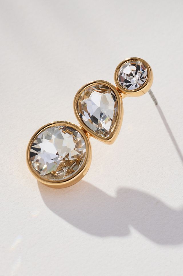 Triple Crystal Drop Earrings #1