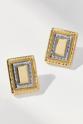 By Anthropologie Two-tone Rectangular Earrings In Gold
